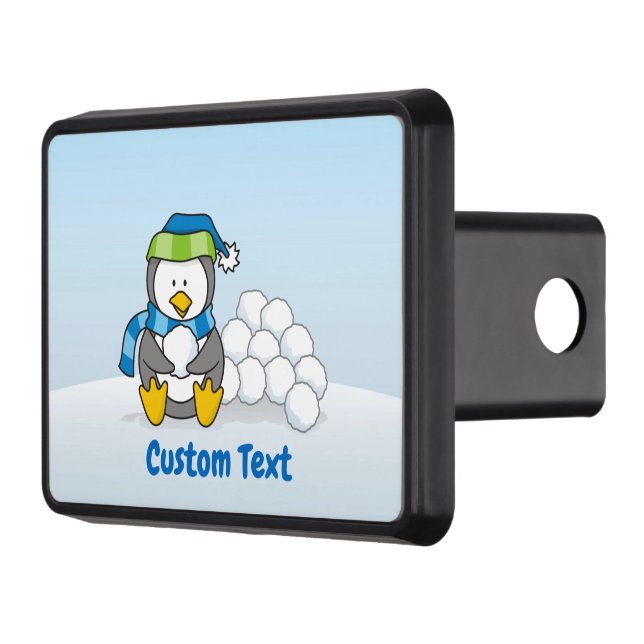 Little penguin sitting with snowballs hitch cover (Left)