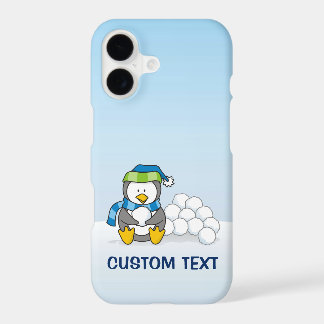 Little penguin sitting with snowballs iPhone Case
