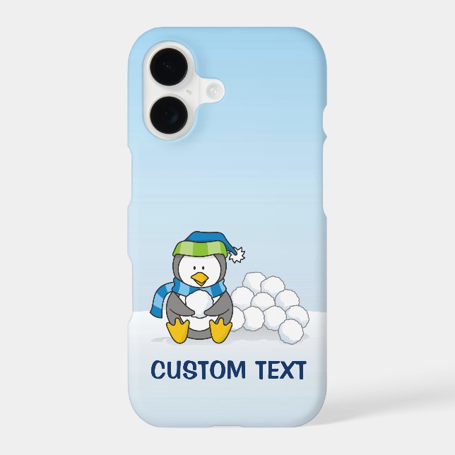 Little penguin sitting with snowballs iPhone Case (Back)
