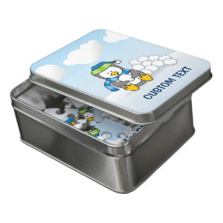 Little penguin sitting with snowballs jigsaw puzzle