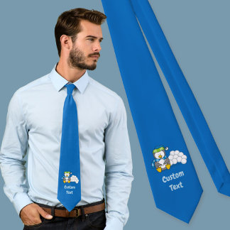 Little penguin sitting with snowballs neck tie