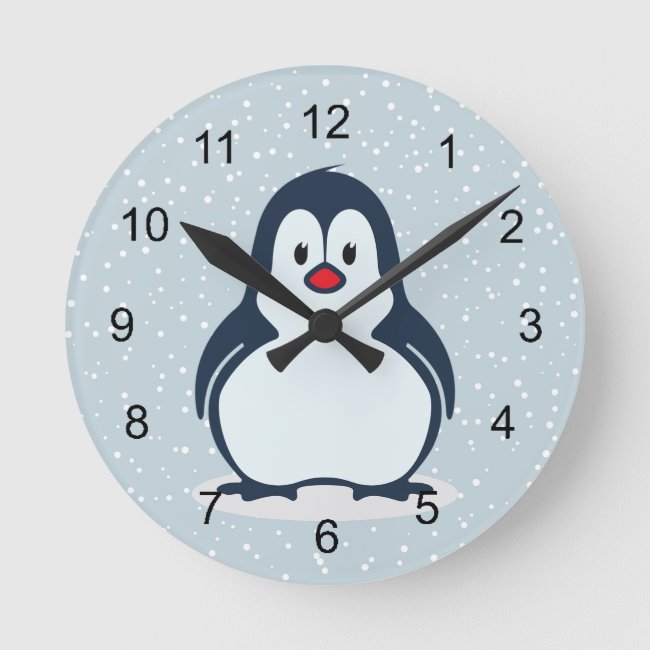 Little Penguin Snowy Design Clock