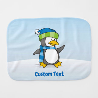 Little Penguin Walking on Snow Baby Burp Cloth