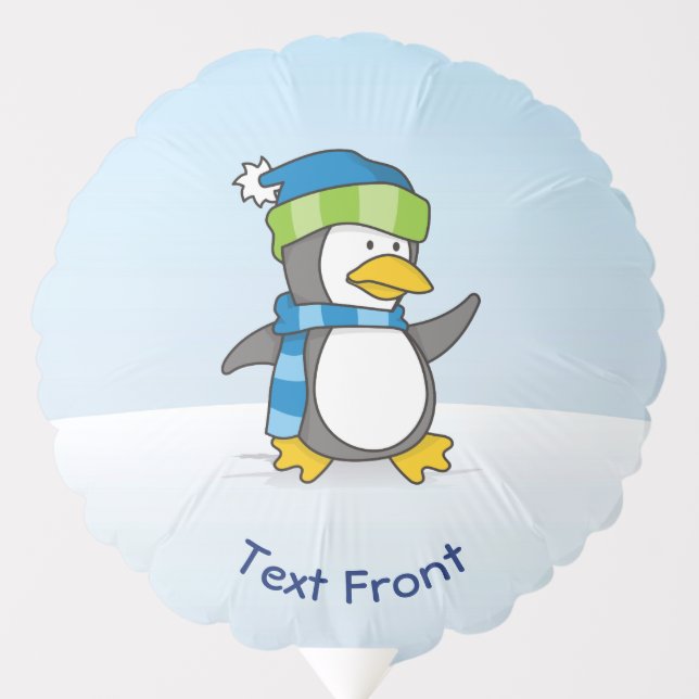 Little penguin walking on snow balloon (Front)