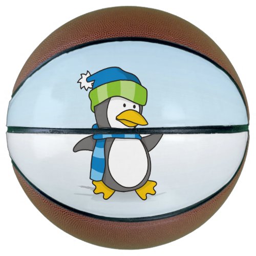 Little penguin walking on snow basketball