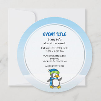 Little penguin walking on snow invitation