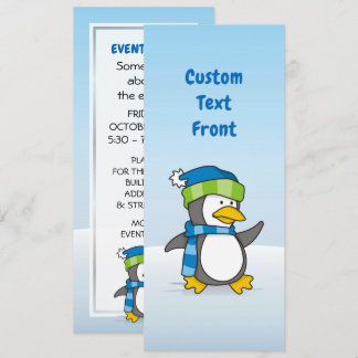Little penguin walking on snow invitation