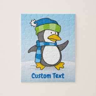 Little penguin walking on snow jigsaw puzzle