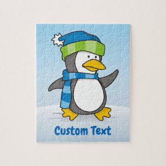Little penguin walking on snow jigsaw puzzle
