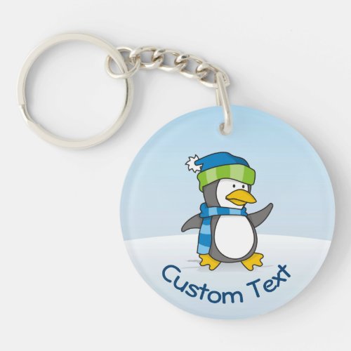 Little Penguin Walking on Snow Keychain