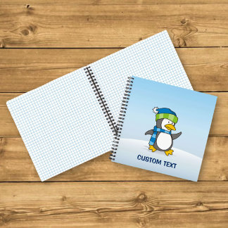 Little penguin walking on snow notebook