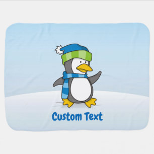 Little Penguin Walking on Snow Stroller Blanket