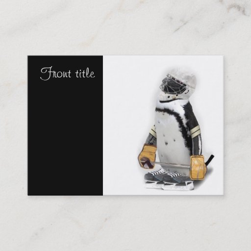 Customizable Little Penguin Wearing Hockey Gear Business Card Templates
