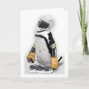 Little Penguin Wearing Hockey Gear Card