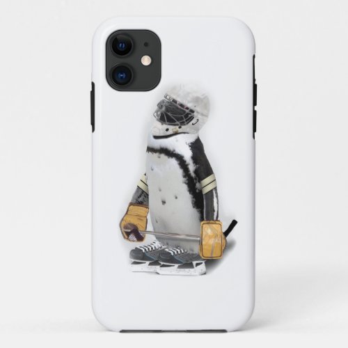 Little  Penguin Wearing Hockey Gear iPhone 11 Case
