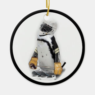 Little  Penguin Wearing Hockey Gear Ceramic Ornament