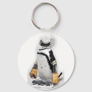 Little Penguin Wearing Hockey Gear Keychain