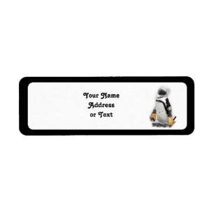 Little Penguin Wearing Hockey Gear Label