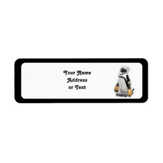 Little  Penguin Wearing Hockey Gear Label