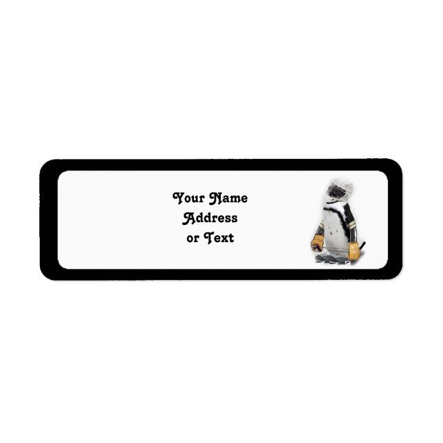 Little  Penguin Wearing Hockey Gear Label (Front)