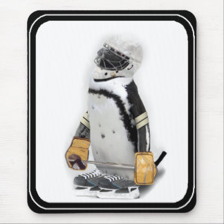 Little  Penguin Wearing Hockey Gear Mouse Pad