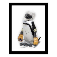 Little  Penguin Wearing Hockey Gear Postcard