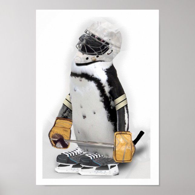 Little  Penguin Wearing Hockey Gear Poster (Front)