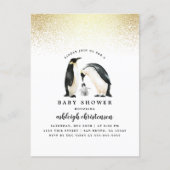 Little Penguin | Winter Gender Neutral Baby Shower Invitation Postcard (Front)