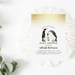 Little Penguin   Winter Gender Neutral Baby Shower Invitation Postcard