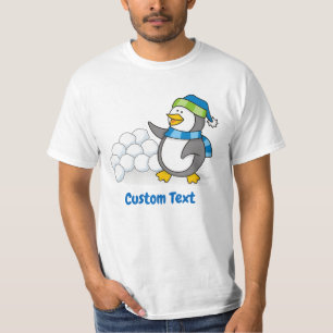 Little Penguin with Snow Balls Waving T-Shirt