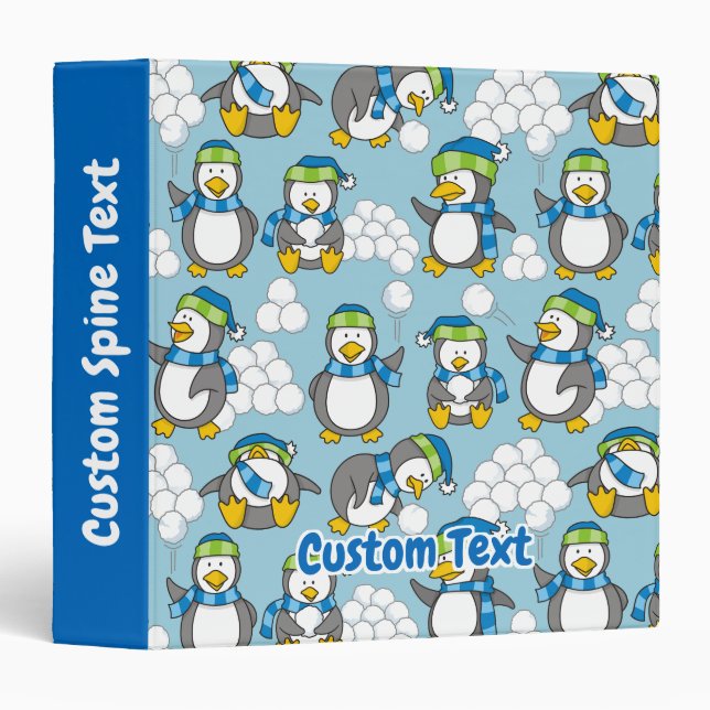 Little Penguins Background 3 Ring Binder (Front/Spine)
