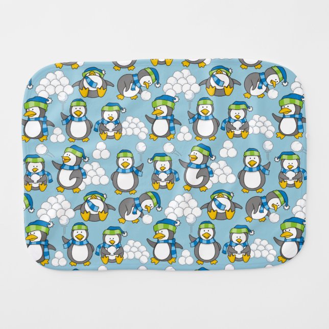 Little penguins background burp cloth (Front Horizontal)