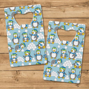 Little penguins background credit card bottle opener