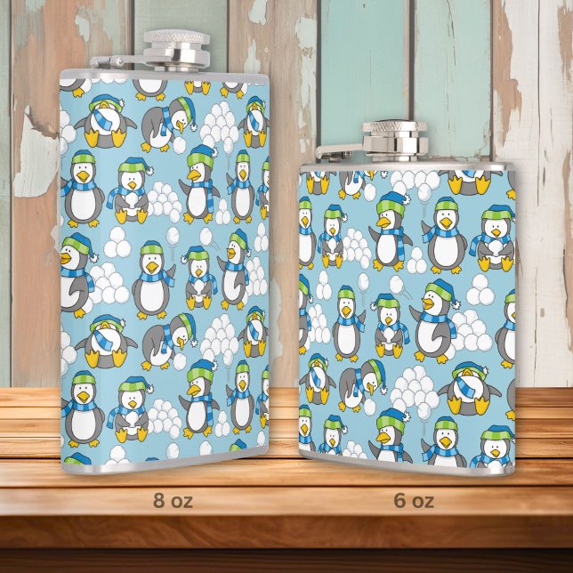 Little penguins background hip flask (Creator Uploaded)