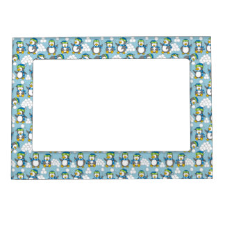 Little penguins background magnetic picture frame
