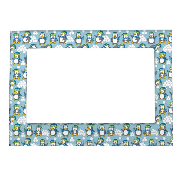 Little penguins background magnetic picture frame (Front)