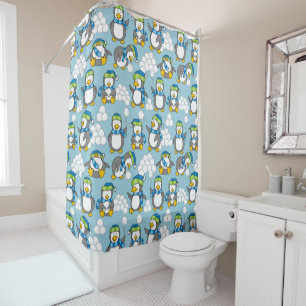 Little penguins background shower curtain
