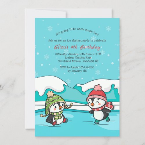 Little Penguins Ice Skaters Invitation