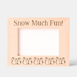 Little Penguins, Snow Much Fun, 7 x 5" Landscape Engraved Frames