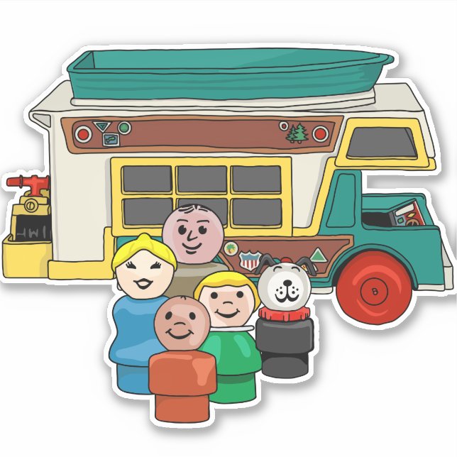 Little People Family Campers Sticker (Front)