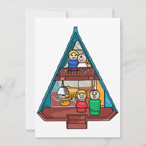 Little People Family In Their A_Frame House Holiday Card
