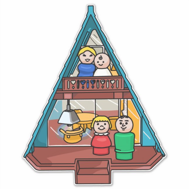 Little People Family In Their A-Frame House Sticker (Front)