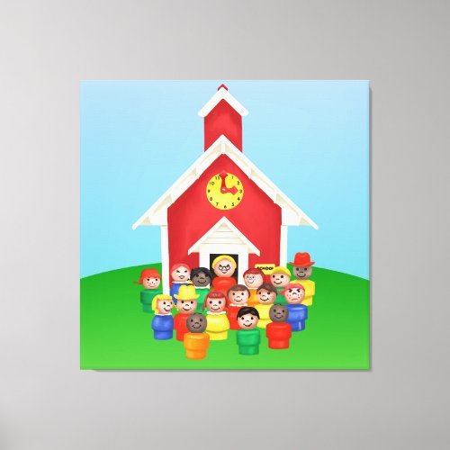 Little People Schoolhouse Canvas Print