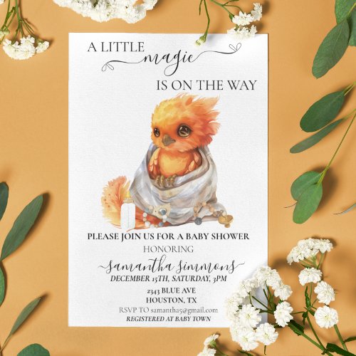 Little Phoenix  Magical Mythology Baby shower Invitation
