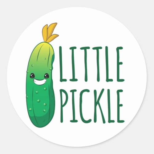 Little Pickle Cute Green Pickle Wearing Sunglasses Classic Round Sticker
