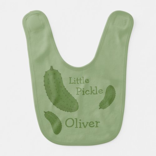 Little pickle with baby name baby bib
