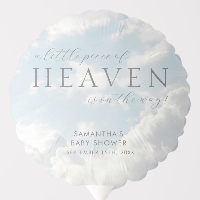 Little Piece of Heaven Baby Shower Clouds Balloon (Front)