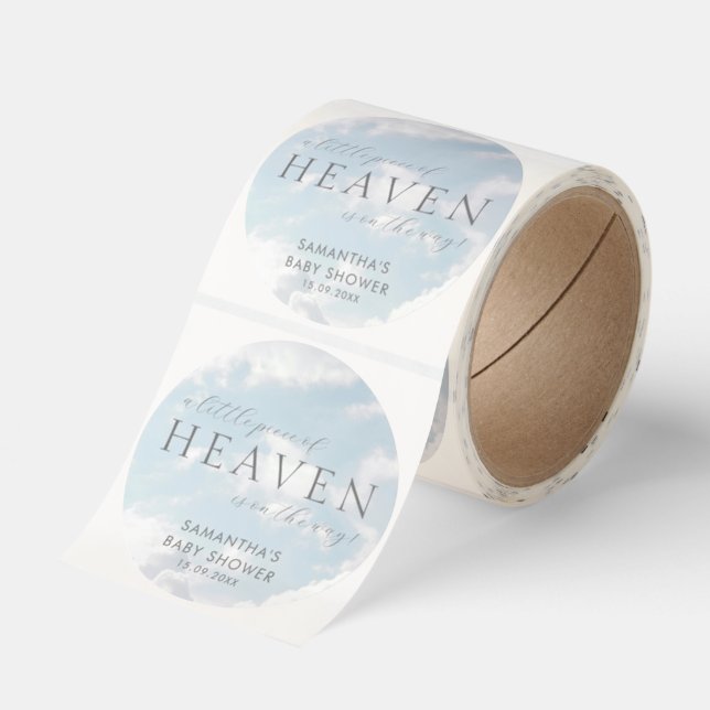 Little Piece of Heaven Baby Shower Dreamy Classic Round Sticker (Roll)