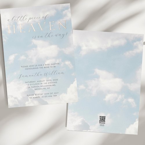 Little Piece of Heaven Baby Shower Dreamy Foil Invitation