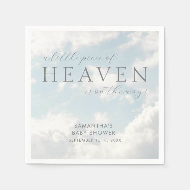 Little Piece of Heaven Baby Shower Simple Napkins (Front)